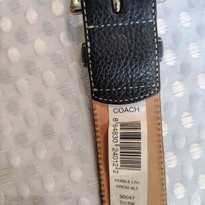 COACH Men’s Black Pebble Leather Dress Belt